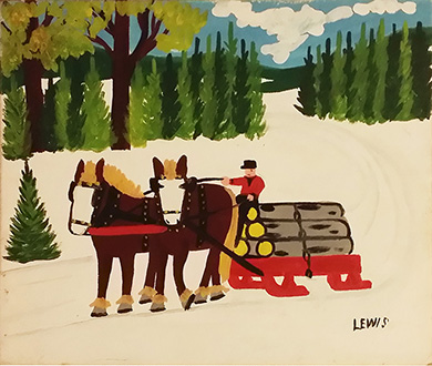 Maud Lewis Horses Pulling Logs