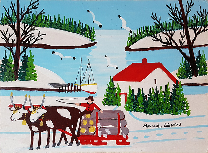 Maud Lewis Oxen Pulling Logs