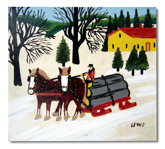 Maud Lewis Horses Pulling Logs